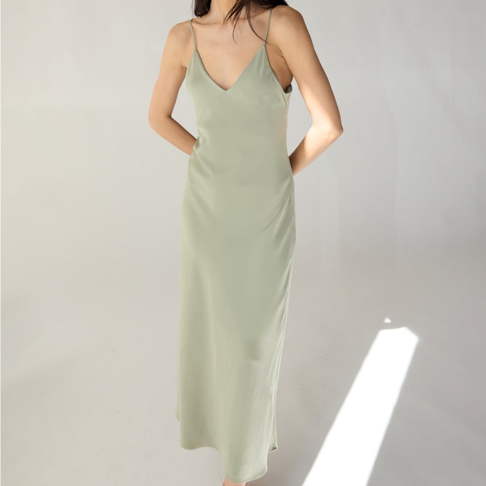 OAK Sage Green Slip Dress